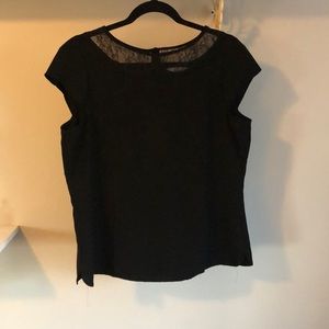 LOFT Short Sleeve Blouse with Lace Detail